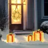 Juego de 3 Cajas de Regalo Navidad con 58 LED Blanco Cálido Adornos Luminosos para el Árbol de Navidad Dorado - Ogal.Es