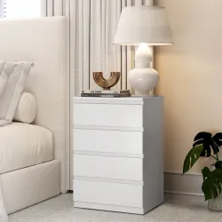 Cómoda 4 Cajones con Cierre Suave Cajonera para Salón Oficina Estilo Moderno 45x40x68 cm Blanco - Ogal.Es