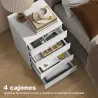 Cómoda 4 Cajones con Cierre Suave Cajonera para Salón Oficina Estilo Moderno 45x40x68 cm Blanco - Ogal.Es