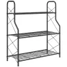 Soporte para Plantas de 3 Niveles Estantería Metálica Resistente para Interior y Exterior 69x28,5x78 cm Negro - Ogal.Es