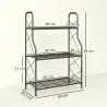 Soporte para Plantas de 3 Niveles Estantería Metálica Resistente para Interior y Exterior 69x28,5x78 cm Negro - Ogal.Es