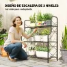 Soporte para Plantas de 3 Niveles Estantería Metálica Resistente para Interior y Exterior 69x28,5x78 cm Negro - Ogal.Es