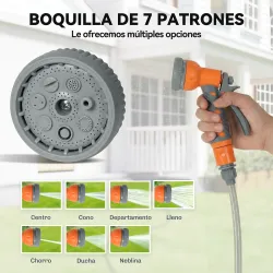 Manguera Retráctil de Pared con Carrete de 10+1 m con Retorno Enrollado Automático y Boquilla de 7 Funciones Gir... - Ogal.Es