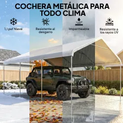 Carpa Garaje Portátil 5x6 m con Estructura de Acero Galvanizado Impermeable Anti-UV Cobertizo para Herramientas ... - Ogal.Es