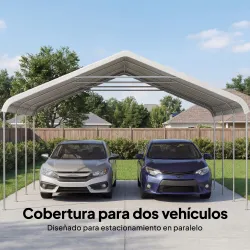 Carpa Garaje Portátil 5x6 m con Estructura de Acero Galvanizado Impermeable Anti-UV Cobertizo para Herramientas ... - Ogal.Es