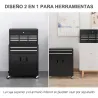 Carro de Herramientas con Baúl Superior 6 Cajones Armario Cerradura 4 Ganchos para Garaje Hogar Negro - Ogal.Es