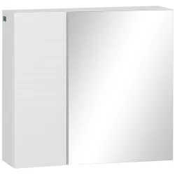 Armario de Baño con Espejo 2 Puertas y Estantes Ajustables Mueble de Baño Colgar 48x15x45 cm Blanco - Ogal.Es