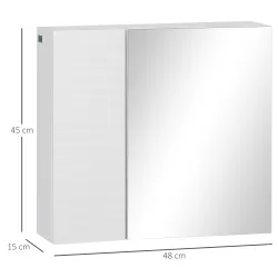 Armario de Baño con Espejo 2 Puertas y Estantes Ajustables Mueble de Baño Colgar 48x15x45 cm Blanco - Ogal.Es
