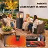 Estufa de Gas para Terraza 13 kW con Encendido Piezoeléctrico Antivuelco 4 Ruedas Vidrio Templado Piedras de Lav... - Ogal.Es