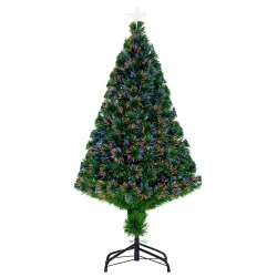 Árbol de Navidad 120cm Artificial Árboles de Abeto con Soporte Fibra Óptica Brillante LED Multicolor Ignífugo - Ogal.Es