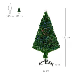 Árbol de Navidad 120cm Artificial Árboles de Abeto con Soporte Fibra Óptica Brillante LED Multicolor Ignífugo - Ogal.Es