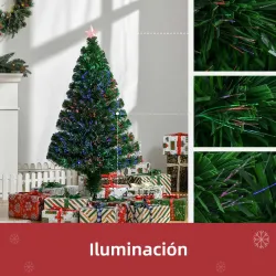 Árbol de Navidad 120cm Artificial Árboles de Abeto con Soporte Fibra Óptica Brillante LED Multicolor Ignífugo - Ogal.Es