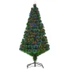 Árbol de Navidad 150cm Artificial Árboles de Abeto con Soporte Fibra Óptica Brillante LED Multicolor Ignífugo - Ogal.Es