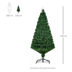 Árbol de Navidad 150cm Artificial Árboles de Abeto con Soporte Fibra Óptica Brillante LED Multicolor Ignífugo - Ogal.Es