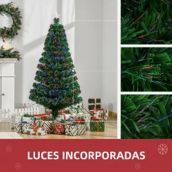 Árbol de Navidad 150cm Artificial Árboles de Abeto con Soporte Fibra Óptica Brillante LED Multicolor Ignífugo - Ogal.Es