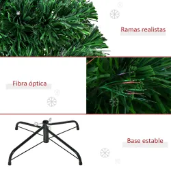 Árbol de Navidad 150cm Artificial Árboles de Abeto con Soporte Fibra Óptica Brillante LED Multicolor Ignífugo - Ogal.Es