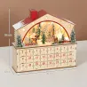 Calendario de Adviento para Rellenar de Madera con Luces LED 24 Cajones y Escena de Pueblo 36x10x34 cm Natural - Ogal.Es