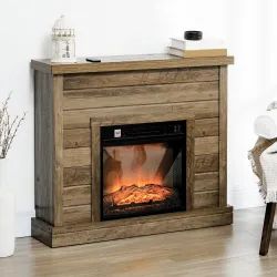 Chimenea Eléctrica 1800W con Efecto de Llama Mando a Distancia Temporizador Semanal para Sala 30 m² Madera - Ogal.Es