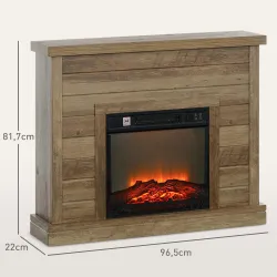 Chimenea Eléctrica 1800W con Efecto de Llama Mando a Distancia Temporizador Semanal para Sala 30 m² Madera - Ogal.Es