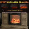 Chimenea Eléctrica 1800W con Efecto de Llama Mando a Distancia Temporizador Semanal para Sala 30 m² Madera - Ogal.Es