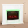 Chimenea Eléctrica Empotrable con Efecto de Llama 3D Tira de Luz LED RGB 1800W Temporizador Termostato Blanco - Ogal.Es