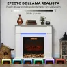 Chimenea Eléctrica Empotrable con Efecto de Llama 3D Tira de Luz LED RGB 1800W Temporizador Termostato Blanco - Ogal.Es