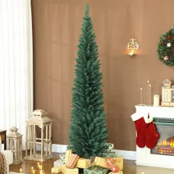 Árbol de Navidad Estrecho 210 cm con 401 Ramas Soporte Metálico Fácil de Montar para Interior Verde - Ogal.Es