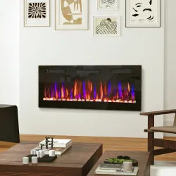 Chimenea Eléctrica Pared Empotrable Ultrafina con Llama 3D Brillo/Velocidad Ajustable y 12 Colores Guijarros 900... - Ogal.Es
