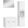 Conjunto de Muebles de Baño de Pared 4 Piezas Incluye Espejo Armario con Lavabo Cerámico y Columna de Baño Blanco - Ogal.Es