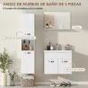 Conjunto de Muebles de Baño de Pared 4 Piezas Incluye Espejo Armario con Lavabo Cerámico y Columna de Baño Blanco - Ogal.Es