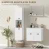 Conjunto de Muebles de Baño de Pared 4 Piezas Incluye Espejo Armario con Lavabo Cerámico y Columna de Baño Blanco - Ogal.Es