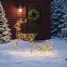 Reno y Trineo Luminosos de Ratán PP con 175 LED Blanco Cálido 8 Modos Temporizador Diario 120 cm para Jardín Ext... - Ogal.Es