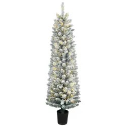 Árbol de Navidad Nevado con 150 Luces LED 150 cm 8 Modos 250 Ramas Verde y Blanco - Ogal.Es