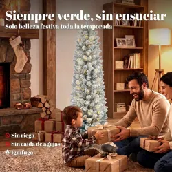 Árbol de Navidad Nevado con 150 Luces LED 150 cm 8 Modos 250 Ramas Verde y Blanco - Ogal.Es