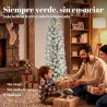 Árbol de Navidad Nevado con 150 Luces LED 150 cm 8 Modos 250 Ramas Verde y Blanco - Ogal.Es