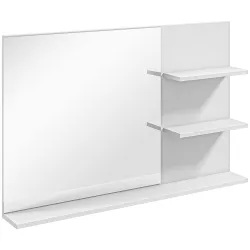 Espejo de Baño de Pared con 2 Estantes Laterales y Estante Inferior para Entrada Pasillo 75x10x48 cm Blanco - Ogal.Es
