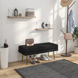 Baúl de Almacenaje para Dormitorio 39L Tapizado en Terciopelo con Patas de Acero 100x37,5x42 cm Negro - Ogal.Es