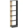 Estantería de 5 Niveles Librería Estrecha para Espacios Pequeños 45x21x170 cm Negro y Roble - Ogal.Es