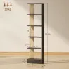 Estantería de 5 Niveles Librería Estrecha para Espacios Pequeños 45x21x170 cm Negro y Roble - Ogal.Es