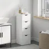 Armario de Baño Estrecho con 4 Cajones y Asas Ranuradas para Espacios Reducidos 29x29x83 cm Blanco - Ogal.Es