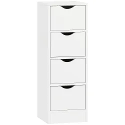 Armario de Baño Estrecho con 4 Cajones y Asas Ranuradas para Espacios Reducidos 29x29x83 cm Blanco - Ogal.Es