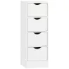 Armario de Baño Estrecho con 4 Cajones y Asas Ranuradas para Espacios Reducidos 29x29x83 cm Blanco - Ogal.Es