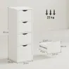 Armario de Baño Estrecho con 4 Cajones y Asas Ranuradas para Espacios Reducidos 29x29x83 cm Blanco - Ogal.Es