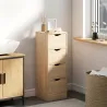 Armario de Baño Estrecho con 4 Cajones y Asas Ranuradas para Espacios Reducidos 29x29x83 cm Madera Natural - Ogal.Es