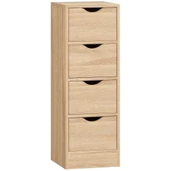 Armario de Baño Estrecho con 4 Cajones y Asas Ranuradas para Espacios Reducidos 29x29x83 cm Madera Natural - Ogal.Es
