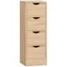 Armario de Baño Estrecho con 4 Cajones y Asas Ranuradas para Espacios Reducidos 29x29x83 cm Madera Natural - Ogal.Es