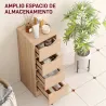 Armario de Baño Estrecho con 4 Cajones y Asas Ranuradas para Espacios Reducidos 29x29x83 cm Madera Natural - Ogal.Es