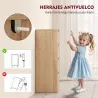 Armario de Baño Estrecho con 4 Cajones y Asas Ranuradas para Espacios Reducidos 29x29x83 cm Madera Natural - Ogal.Es