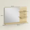Espejo de Baño de Pared con 2 Estantes Laterales y Estante Inferior para Entrada Pasillo 75x10x48 cm Madera Natural - Ogal.Es