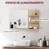 Espejo de Baño de Pared con 2 Estantes Laterales y Estante Inferior para Entrada Pasillo 75x10x48 cm Madera Natural - Ogal.Es